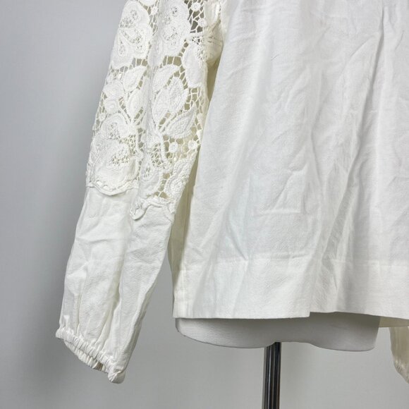 $455 NOWT See By Chloé Floral Lace Top Blouse Size 38 Deep Forest White Cotton - Picture 5 of 11